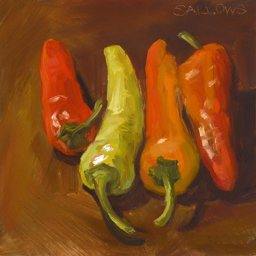 Banana Peppers Painting by Nora Sallows