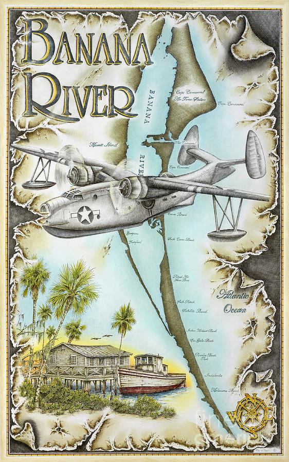 Banana River Flyer Drawing by Mike Williams | Fine Art America