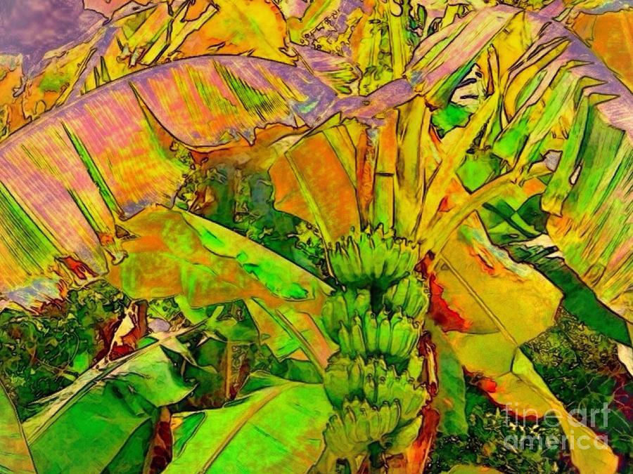 H Banana Tree with Bunch - Horizontal Digital Art by Lyn Voytershark