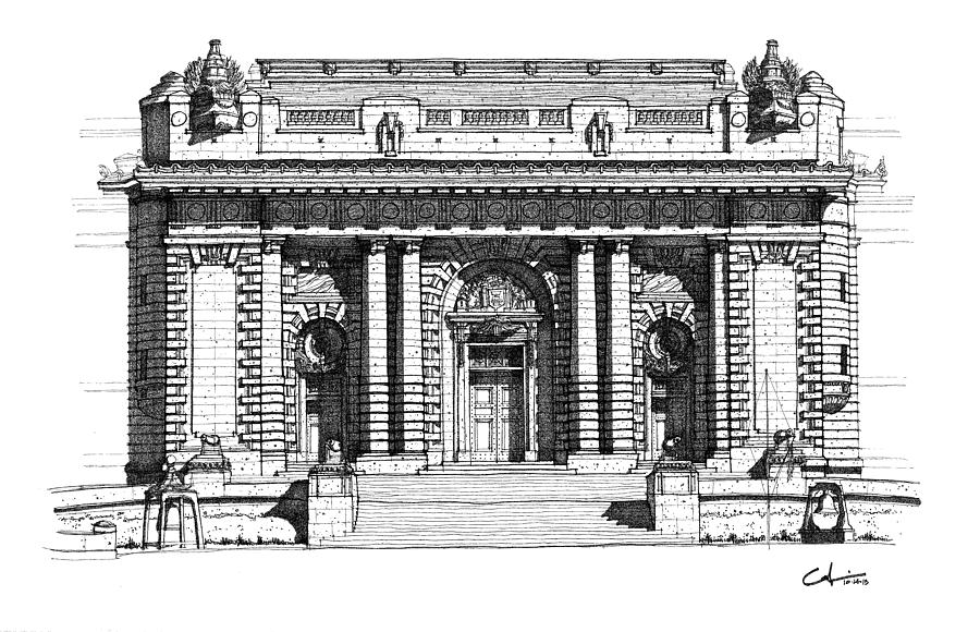 Architecture Drawing - Bancroft Hall U S N A by Calvin Durham