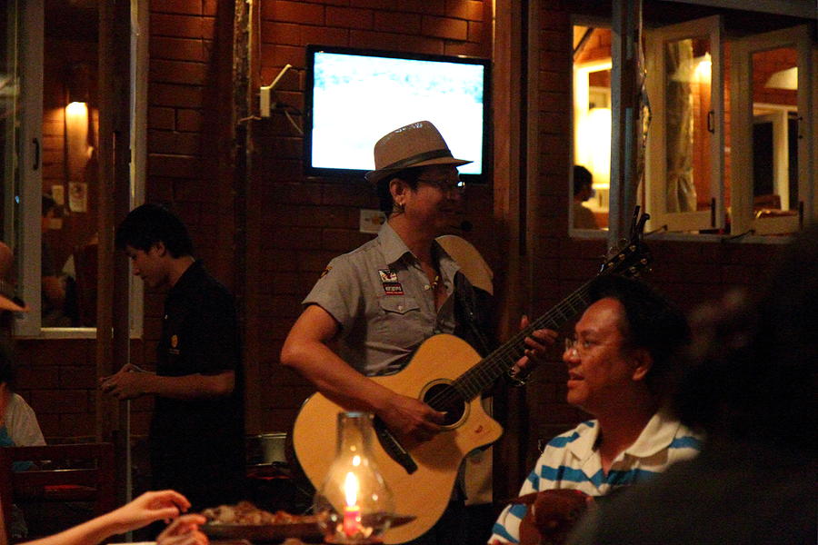 Music Photograph - Band at Palaad Tawanron Restaurant - Chiang Mai Thailand - 01136 by DC Photographer