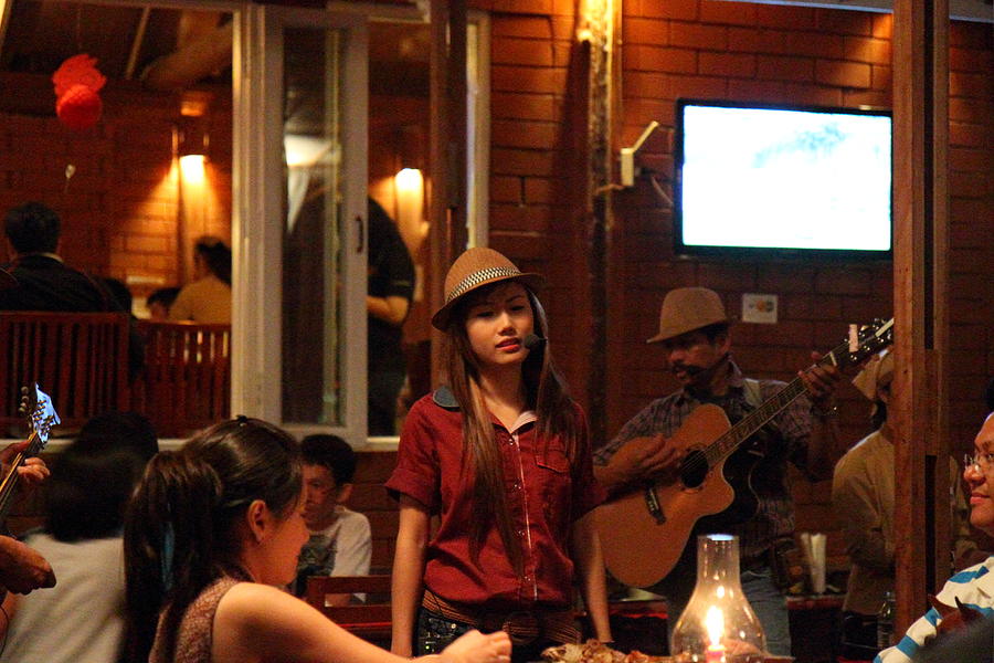 Music Photograph - Band at Palaad Tawanron Restaurant - Chiang Mai Thailand - 01137 by DC Photographer
