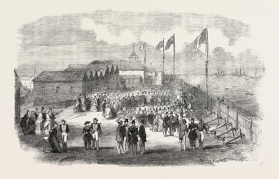 Vintage Drawing - Band Of The 3rd French Regiment Playing In H by English School