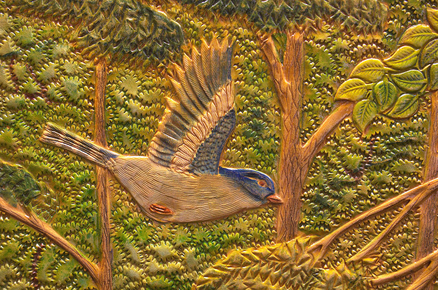 Bird Mixed Media - Banded Bluebird by James McGarry Leather Artist
