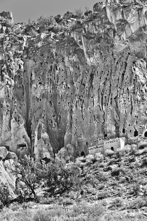 Bandelier Cliff Dwellings 18 - BW Photograph by Alan Tonnesen