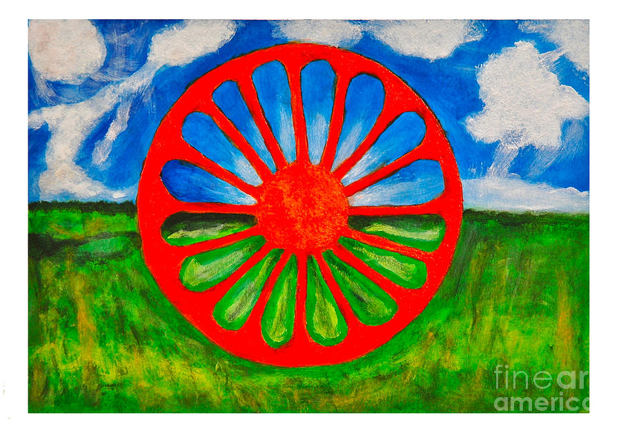 Flag Painting - Bandera de mis Primos Gitanos The Flag of My Gypsy Cousins by Chary Castro-Marin