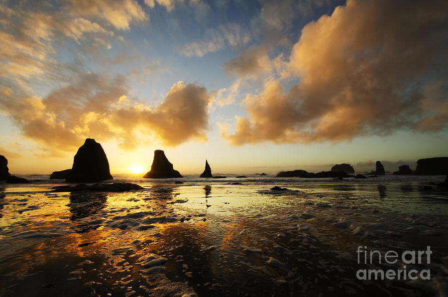 Sunset Photograph - Bandon By The Sea Oregon Sunset 1 by Bob Christopher