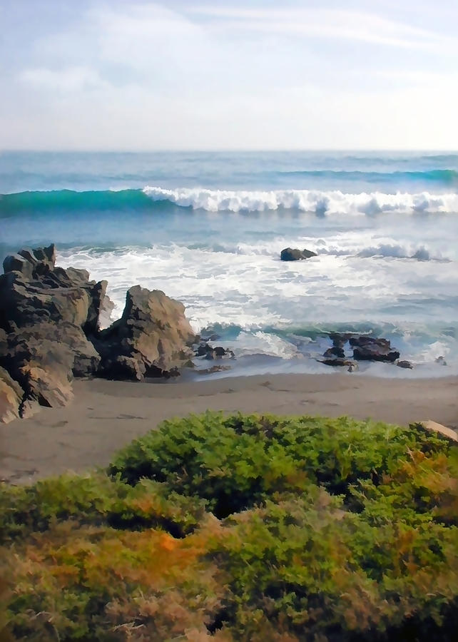 Bands of Green Brown and Blue of the Beach Painting by Elaine Plesser ...