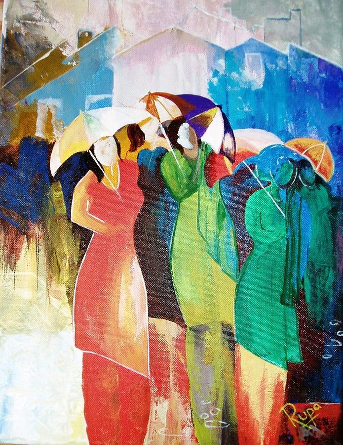 Umbrella Painting - Bangalore Rain by Rupa Prakash