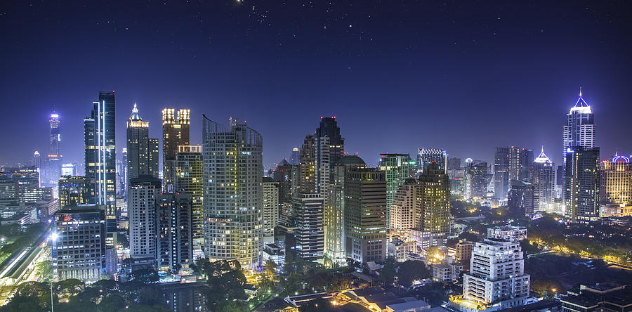 Bangkok city night Photograph by Anek Suwannaphoom - Fine Art America