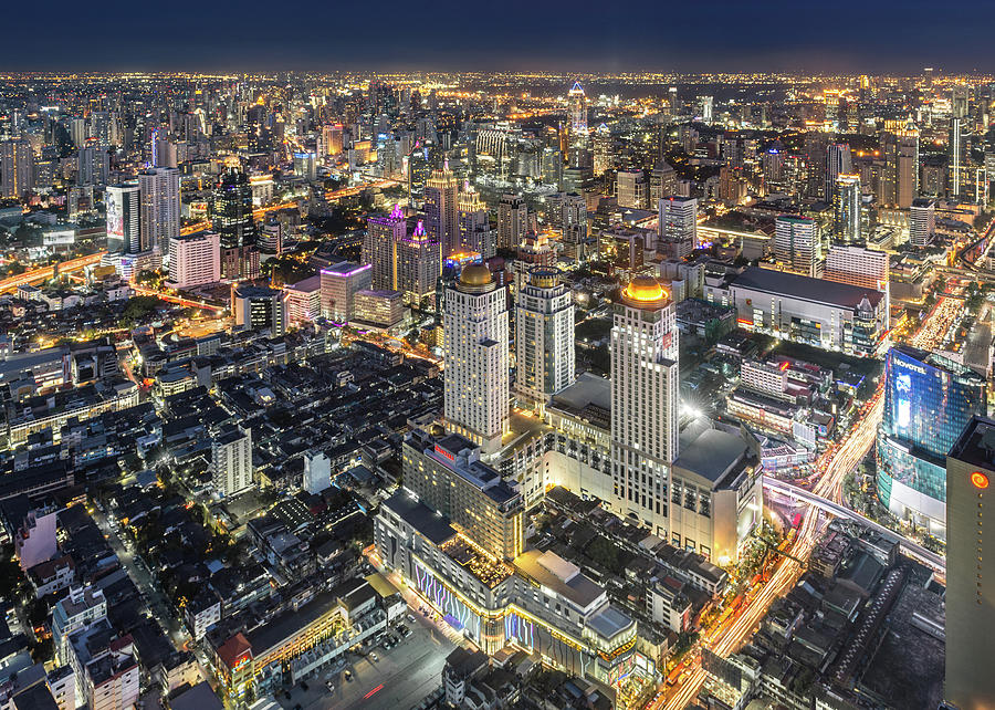 Bangkok Night Highest View Photograph by Santi Sukarnjanaprai