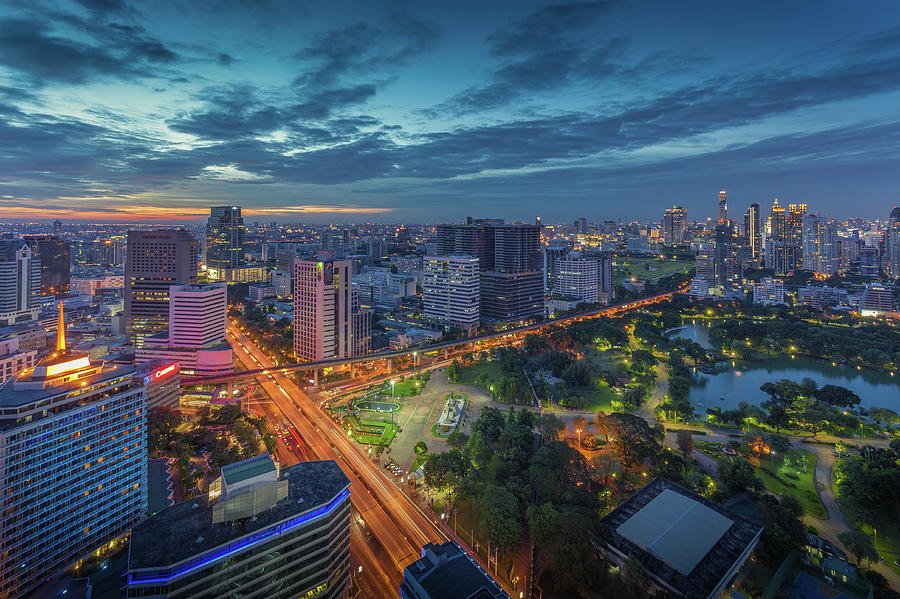 Bangkok Night Light Photograph by Thebang