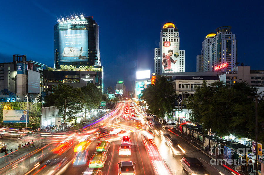 Rush Hour Movie Photograph - Bangkok rush hour at night by Didier Marti