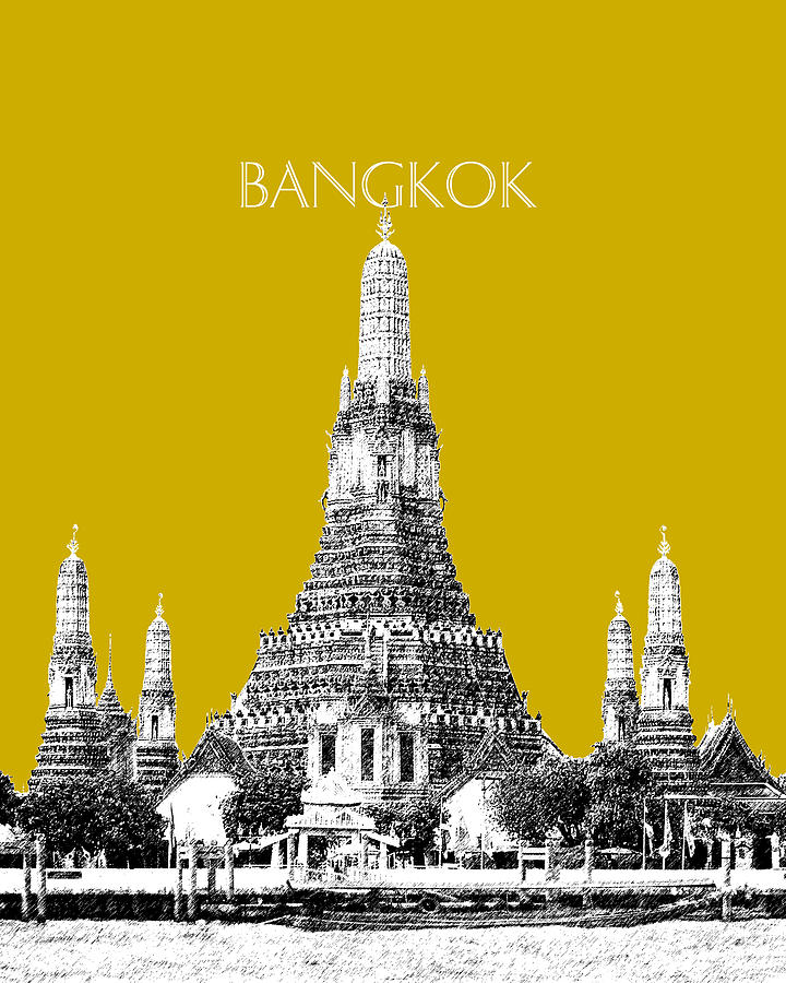 Bangkok Thailand Skyline Wat Arun - Gold Digital Art by DB Artist