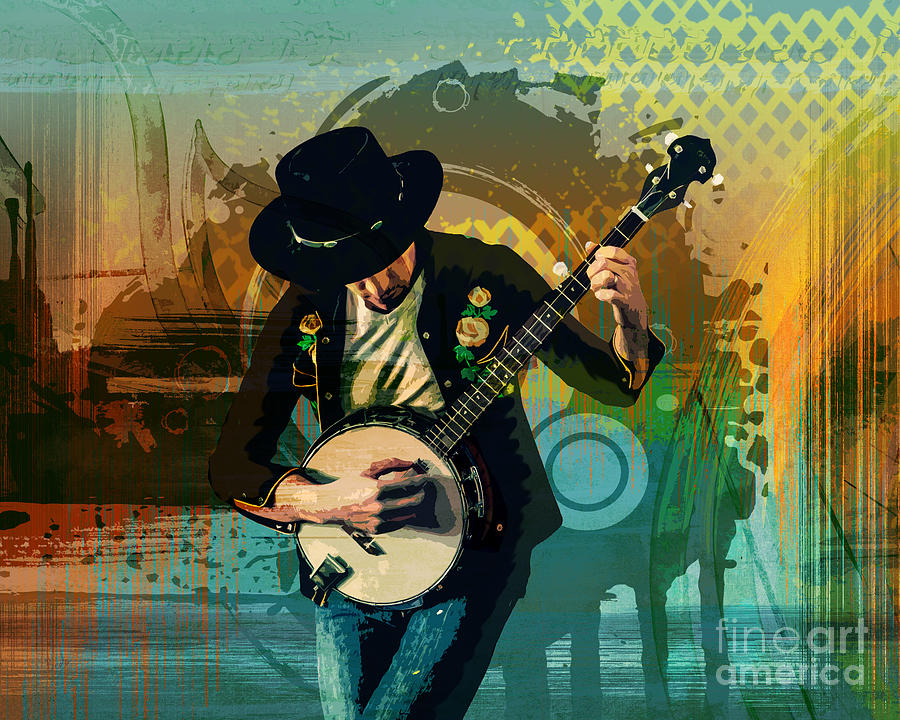 Music Digital Art - Banjo Man by Peter Awax