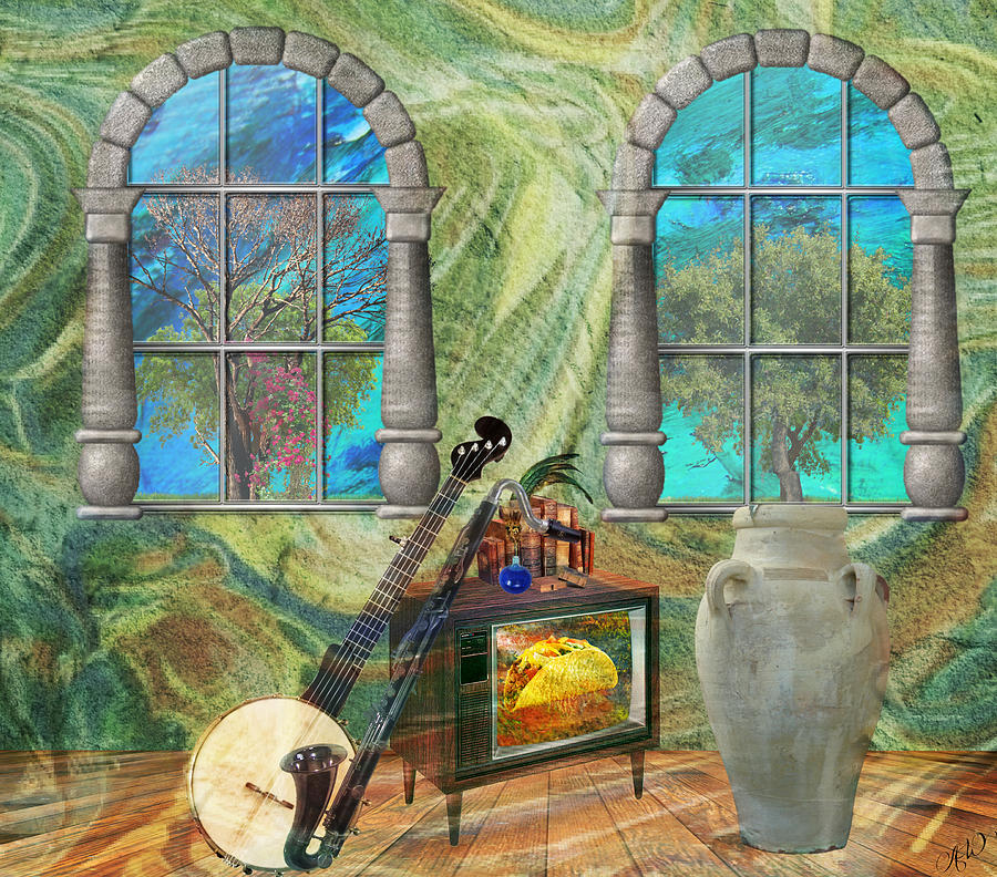 Banjo Room Mixed Media by Ally  White