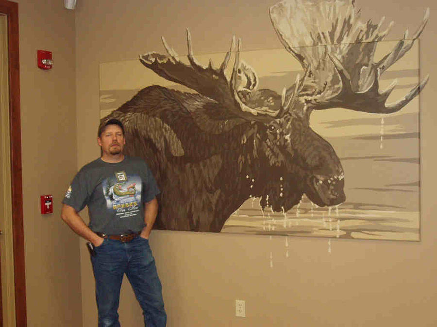 Bank Moose Painting by Tim  Joyner