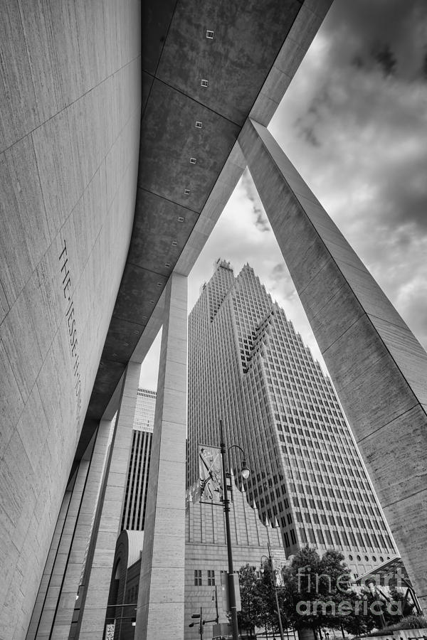 Bank of America Building through the Pillars of the Jesse Jones Hall - Houston Texas Photograph by Silvio Ligutti