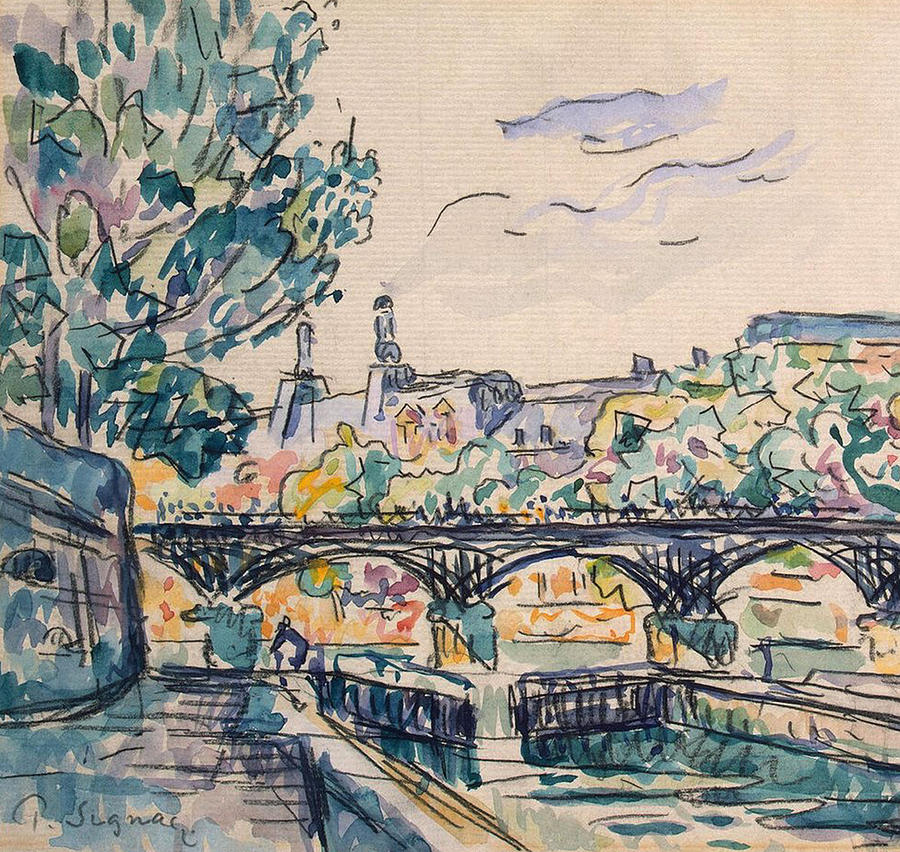 Paul Signac Painting - Bank of the Seine near the Pont des Arts by Paul Signac