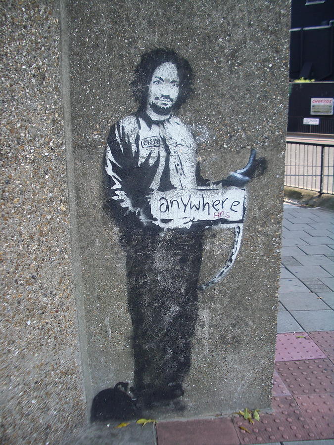 Banksy Hitchhiker to Anywhere Archway 2005 Photograph by Arik Bennado