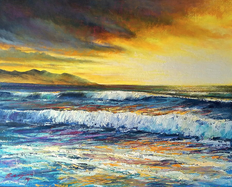 Sunset Painting - Banna beach by Roman Burgan