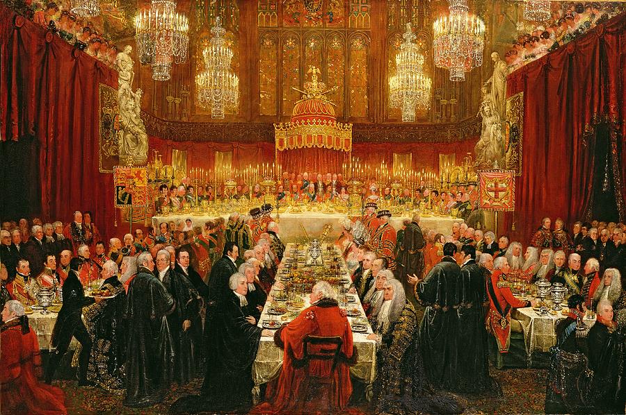 Eating Photograph - Banquet Given By The Corporation Of London To The Prince Regent, The Emperor Of Russia And The King by Luke Clennell