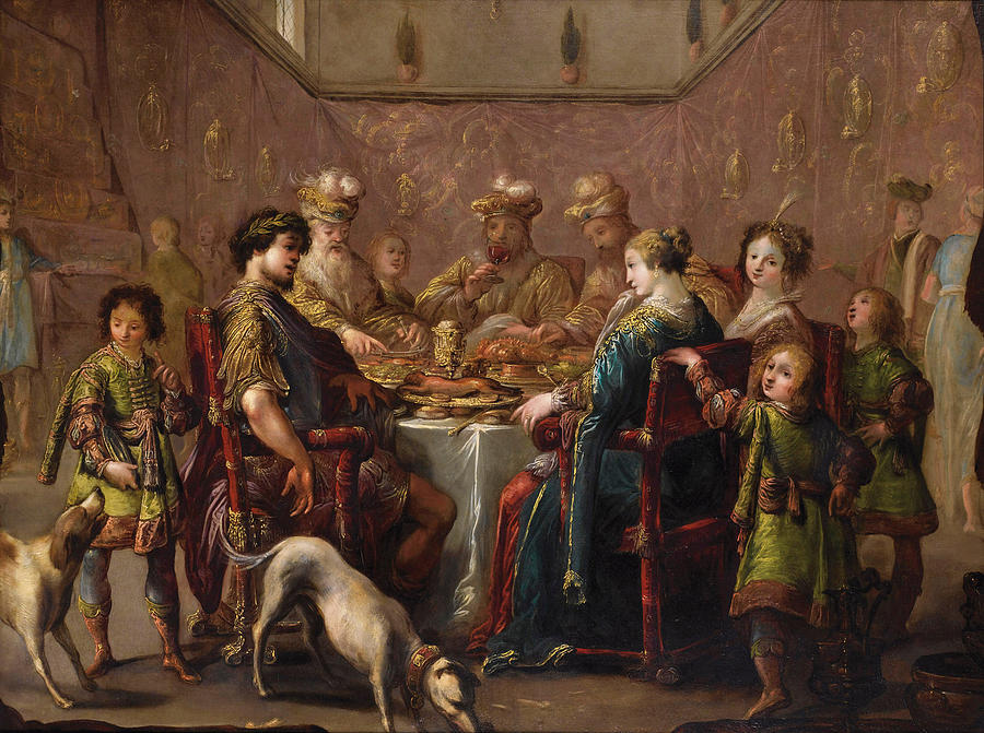 Banquet Scene Painting by Claude Vignon