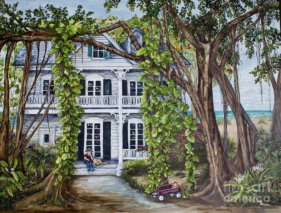 Banyan Beach House Painting by Janis Lee Colon
