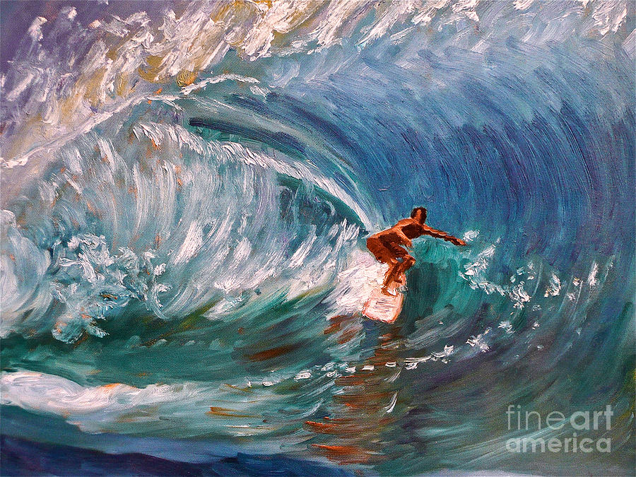 Banzai Pipeline in Oahu Painting by Amy Fearn