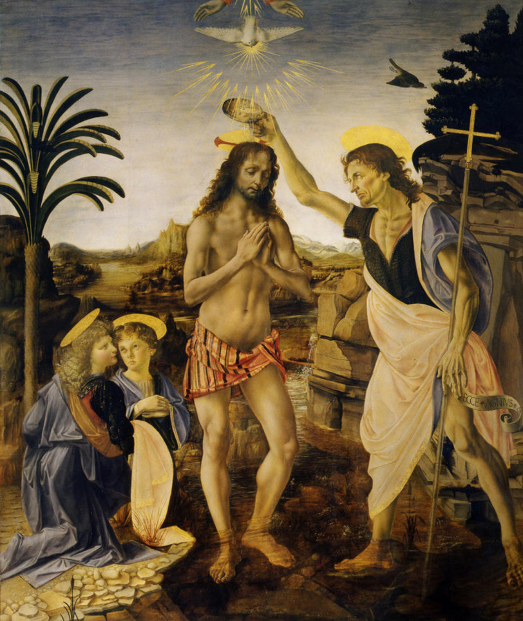 Leonardo Da Vinci Digital Art - Baptism Of Christ by Leonardo da Vinci