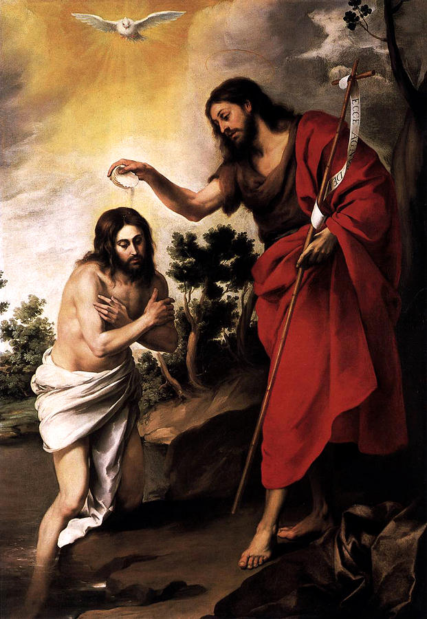 John The Baptist Digital Art - Baptism of Jesus Christ by Esteban Murillo