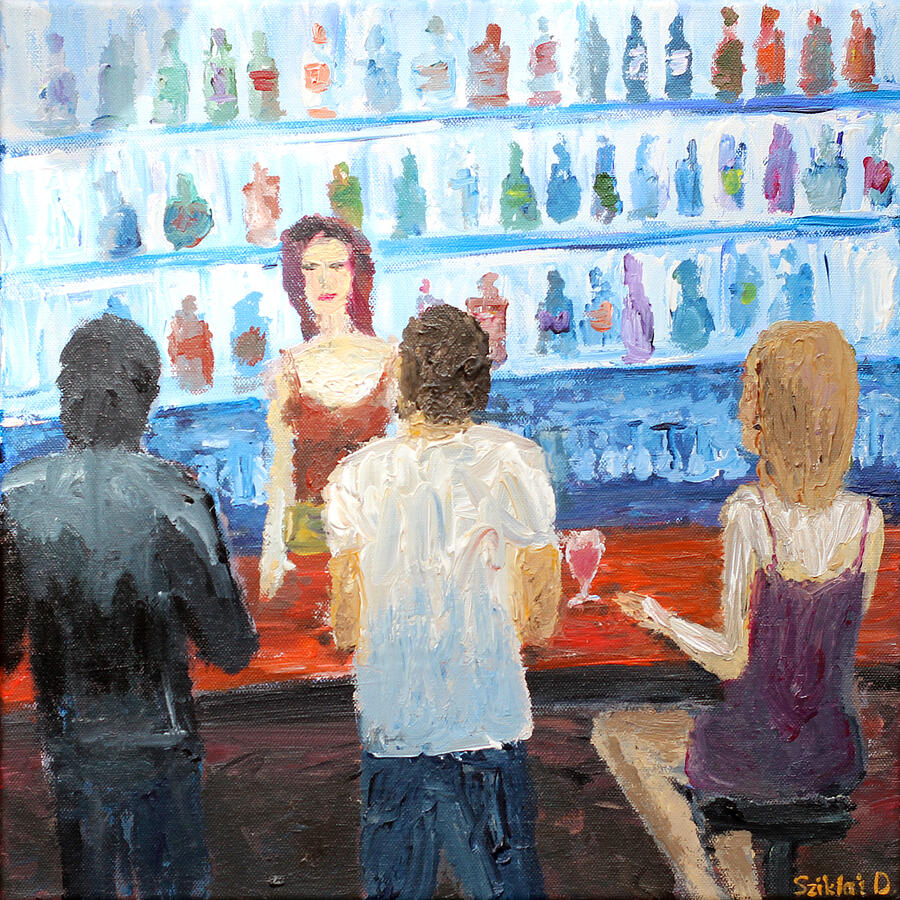 Bar acrylic painting Painting by Dez Sziklai - Fine Art America