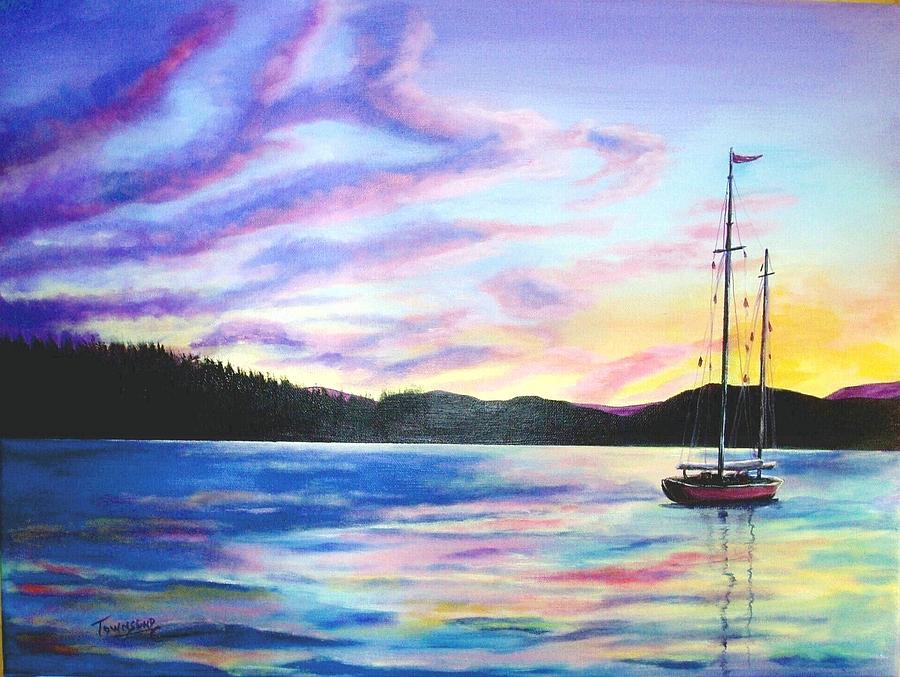 Sunset Painting - Bar Harbor by Connie Townsend