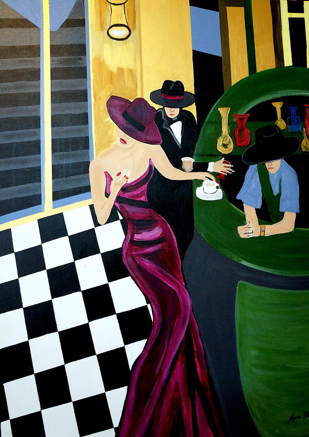 Bar Scene  Lets Have A Drink Painting by Nora Shepley