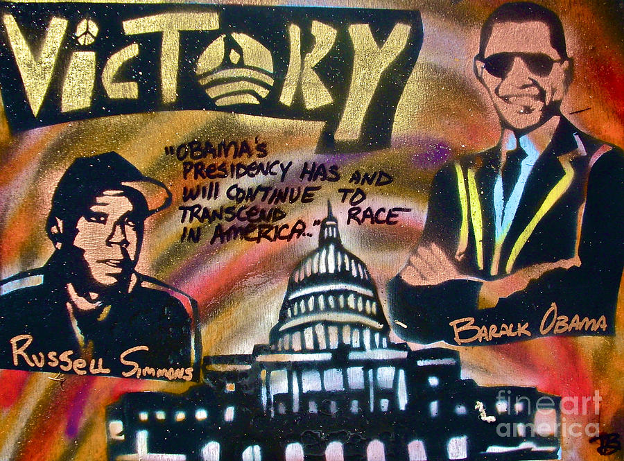 Barack Obama Painting - Barack and Russell Simmons by Tony B Conscious