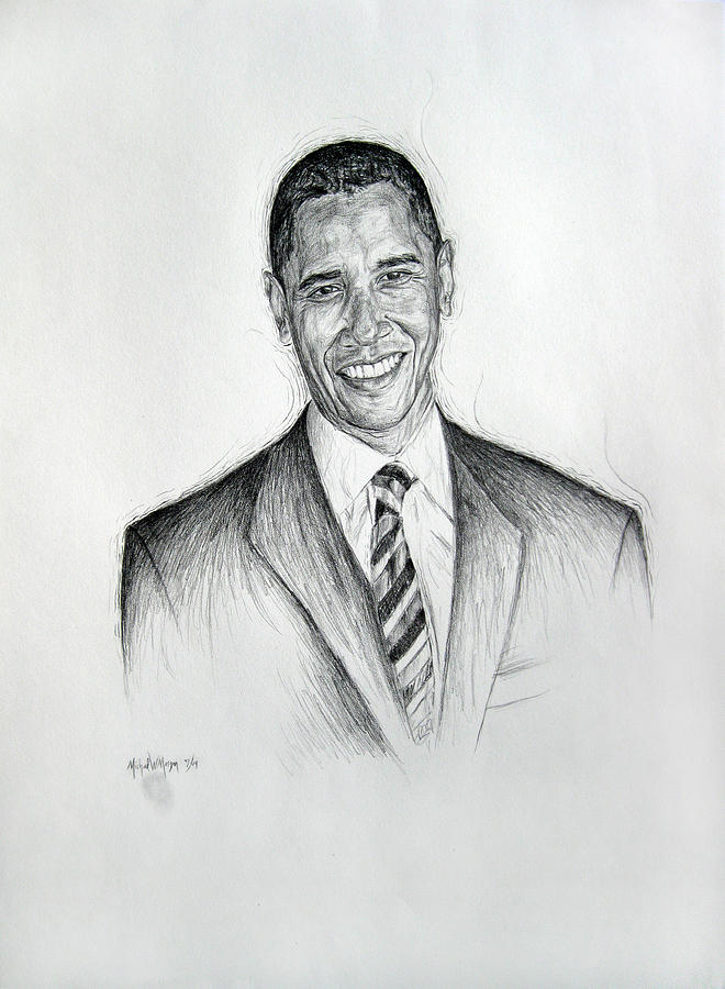 Barack Obama 2 Drawing by Michael Morgan