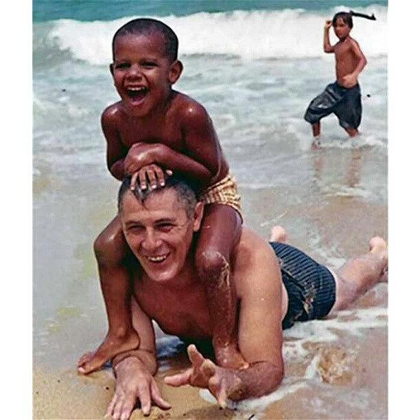 Beach Photograph - Barack Obama And His Grandfather In by Cacy Forgenie