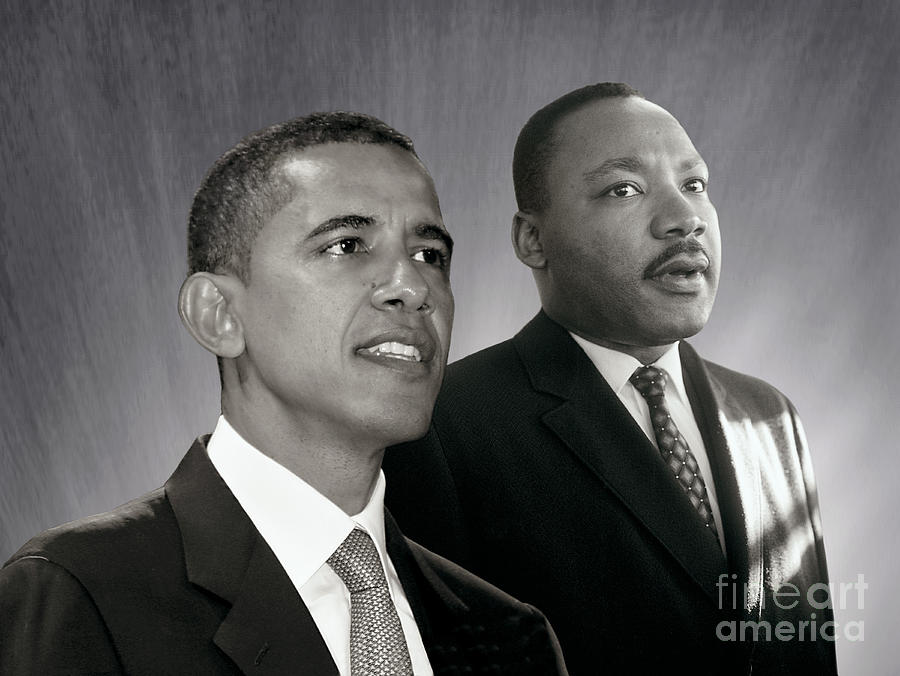 Barack Obama  M L King  Photograph by Martin Konopacki Restoration
