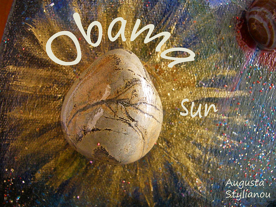 Pebble Painting - Barack Obama Sun by Augusta Stylianou