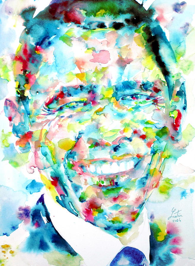 Barack Obama Painting - BARACK OBAMA - watercolor portrait by Fabrizio Cassetta