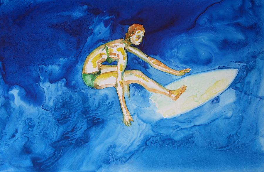 Barbados Surfer Painting by Patricia Beebe