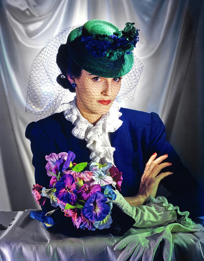 Barbara Cushing Wearing A Green Hat And Veil Photograph by Toni Frissell
