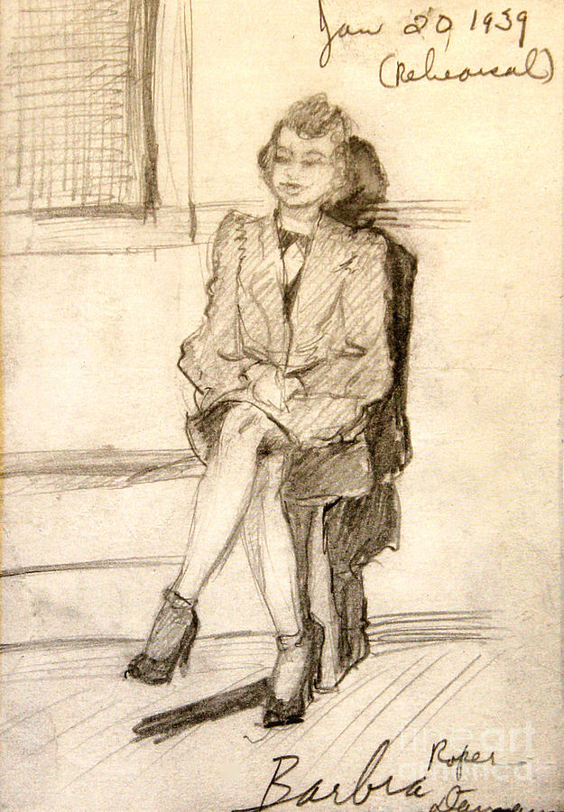Barbara Waiting for Rehearsal  1939 Drawing by Art By Tolpo Collection