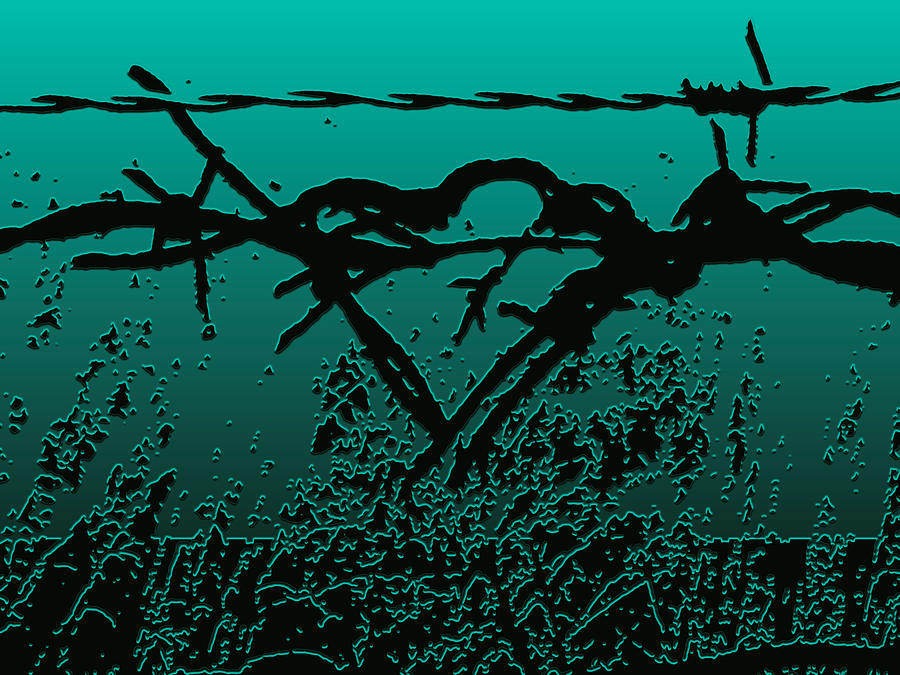Barbed Wire Love - Envy Mixed Media by Lesa Fine
