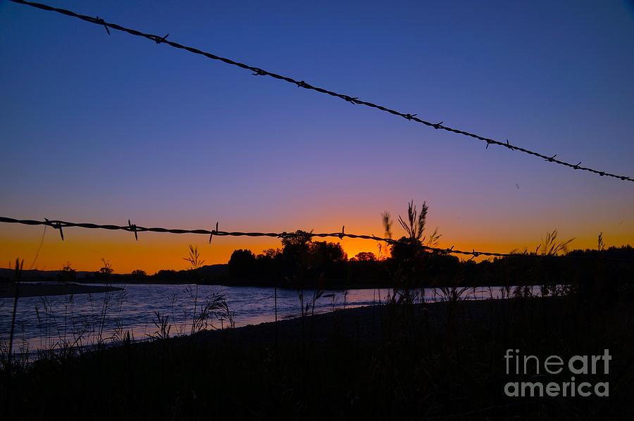 Barbed Wire Sunset Photograph