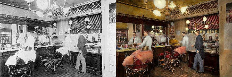 Barber - L.C. Wiseman Barbershop NY 1895 - Side by side Photograph by Mike Savad