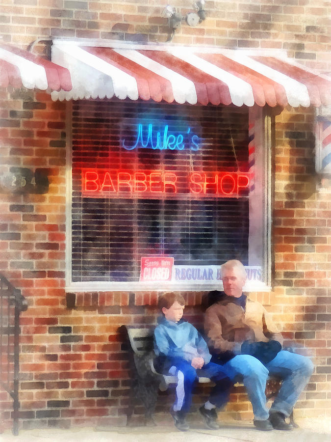 Brick Photograph - Barber - Neighborhood Barber Shop by Susan Savad
