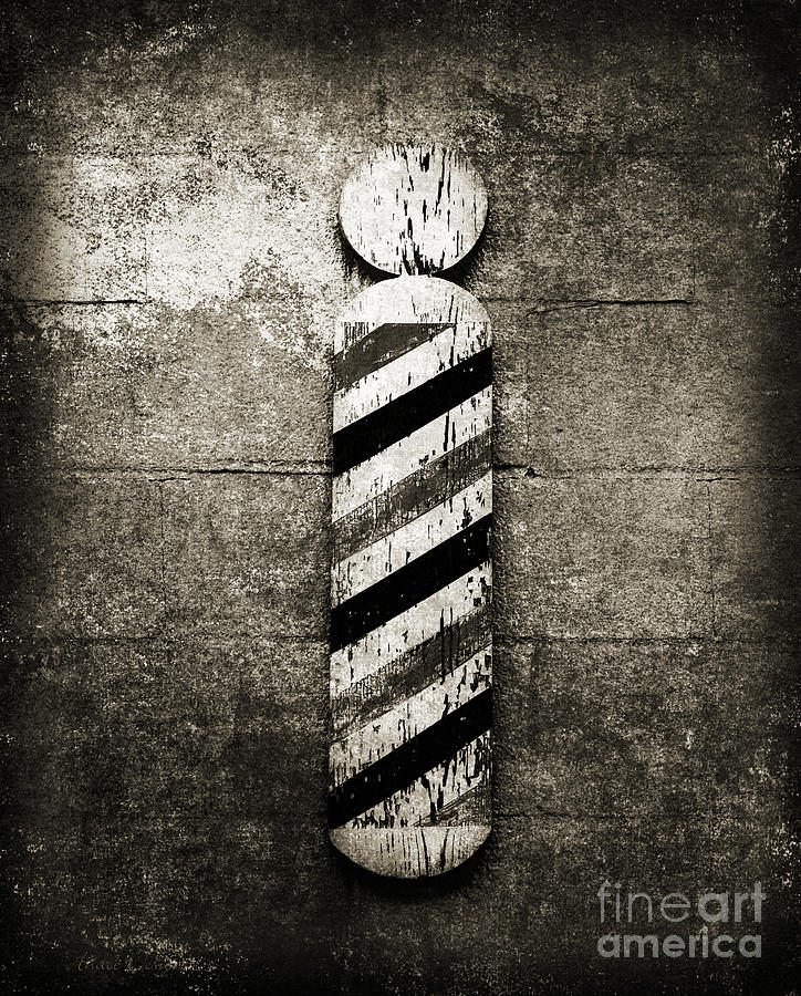 Barber Pole Black And White Photograph by Andee Design