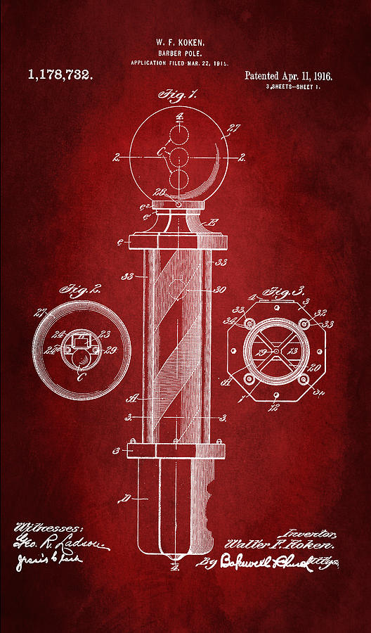Barber Pole Patent 1916 Digital Art by Patricia Lintner