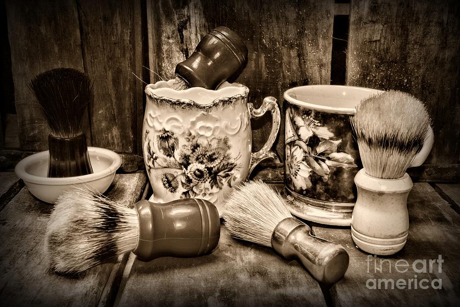 Barber - Shaving Mugs and Brushes Retro Photograph by Paul Ward